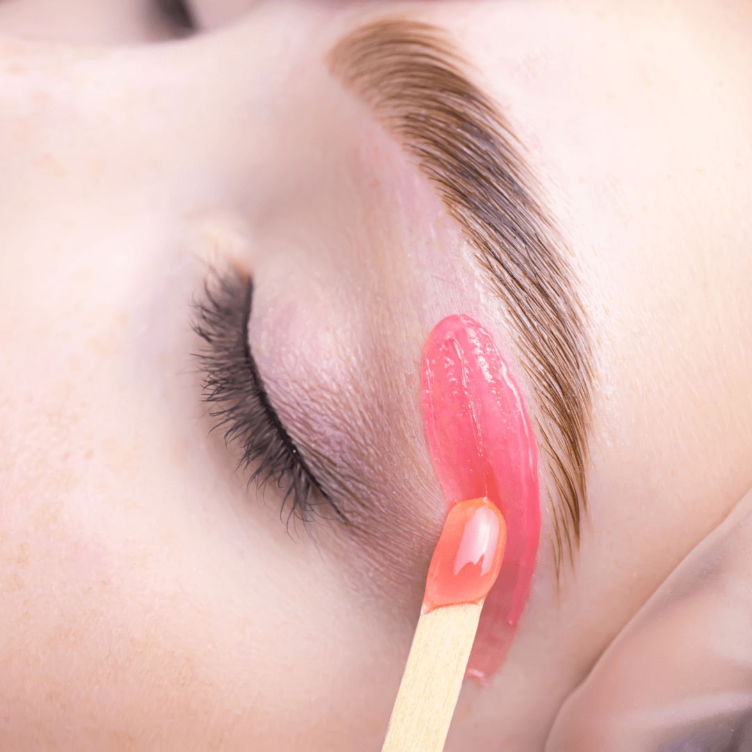 Shaped and tinted eyebrows after a brow tint and wax treatment at River Cottage Beauty Salon in Hamstreet, Kent.