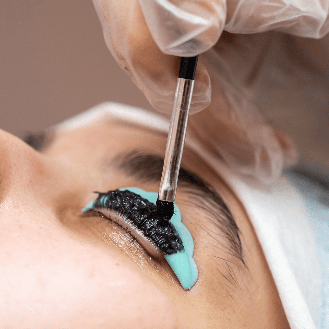 Darkened lashes after a professional eyelash tint, part of our eyes and brows treatments in Kent at River Cottage Beauty Salon in Hamstreet.